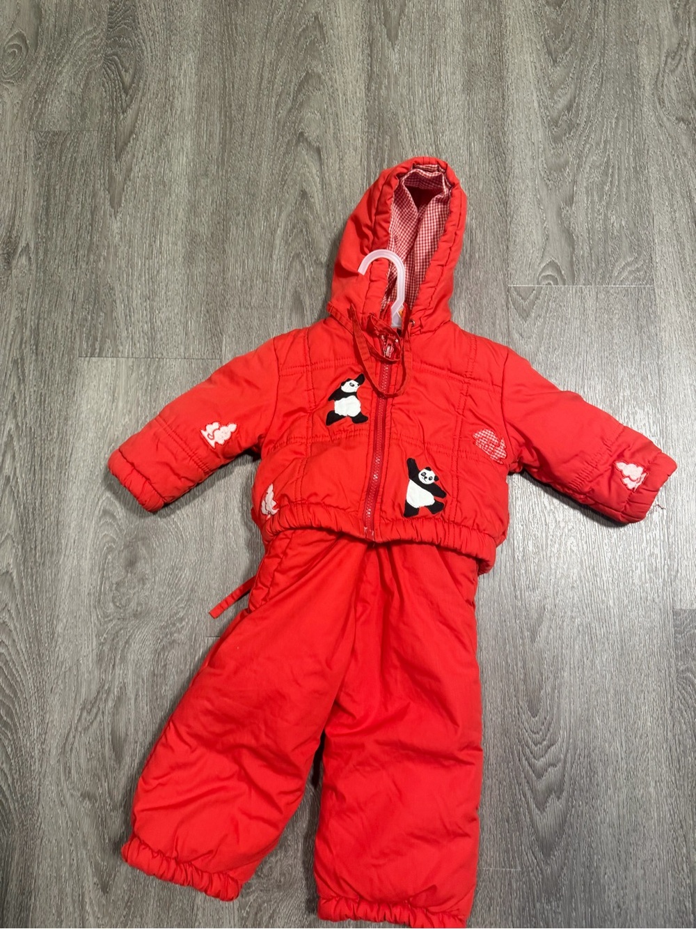 Vintage Little Beavers Red Panda Bear snowsuit size  18M Suit Coveralls